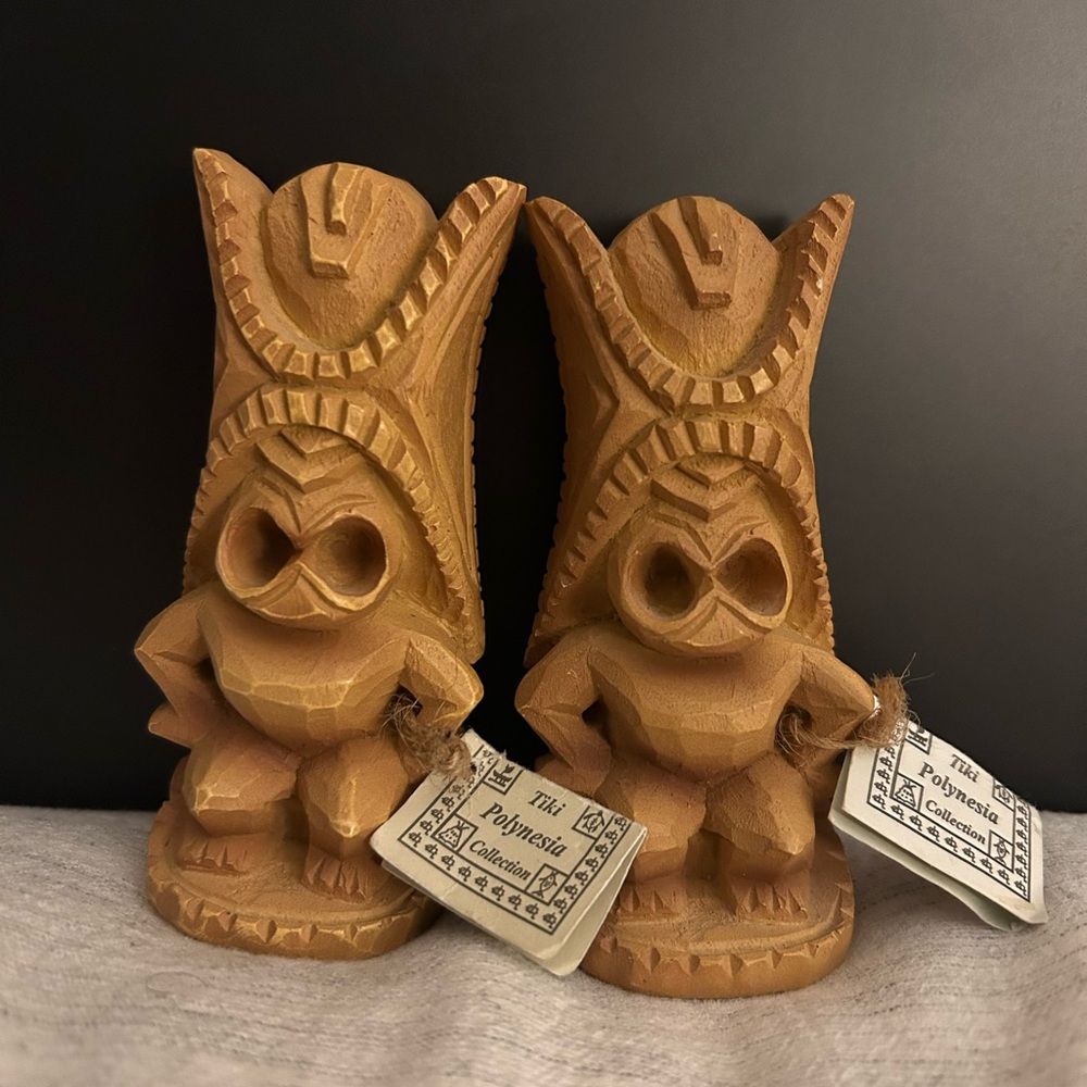 Tiki Polynesia Collection Pair Of 2 Lucky Tiki Figurines